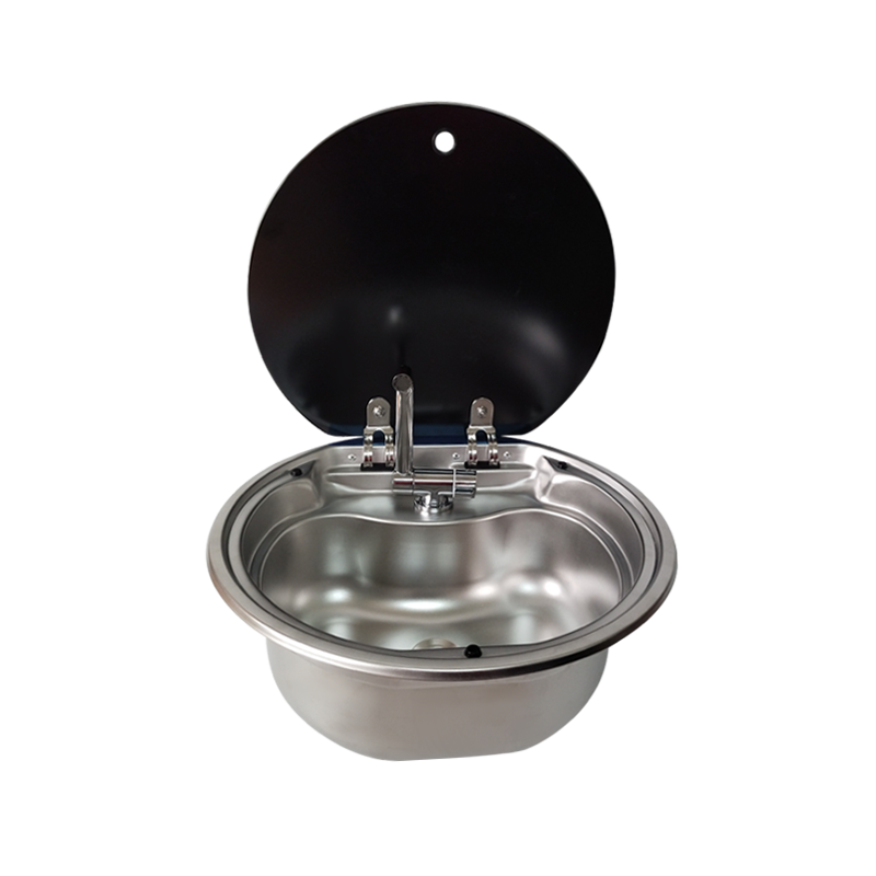 Round Stainless Steel Rv Small Cooker Sink With Glass