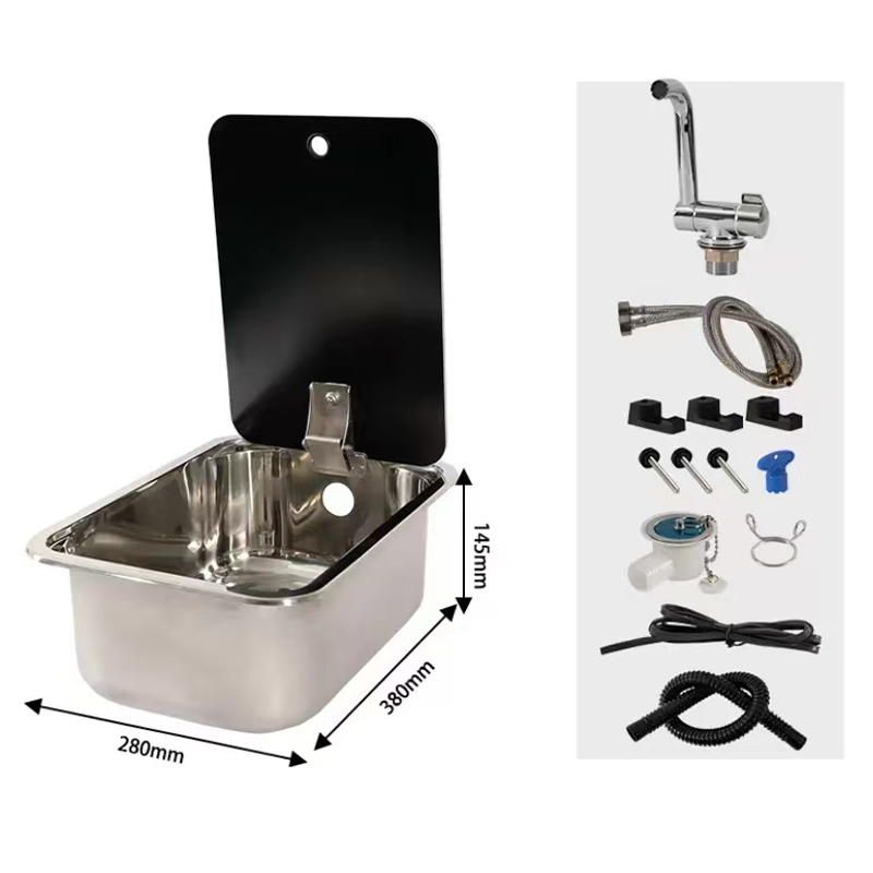 304 Stainless Steel Rv Cooker Sink With Glass Cover