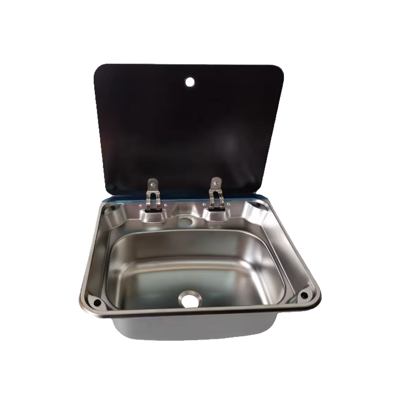 304 Stainless Steel Single Bowl With Glass Rectangular Caravan Rv Motorhome Sink