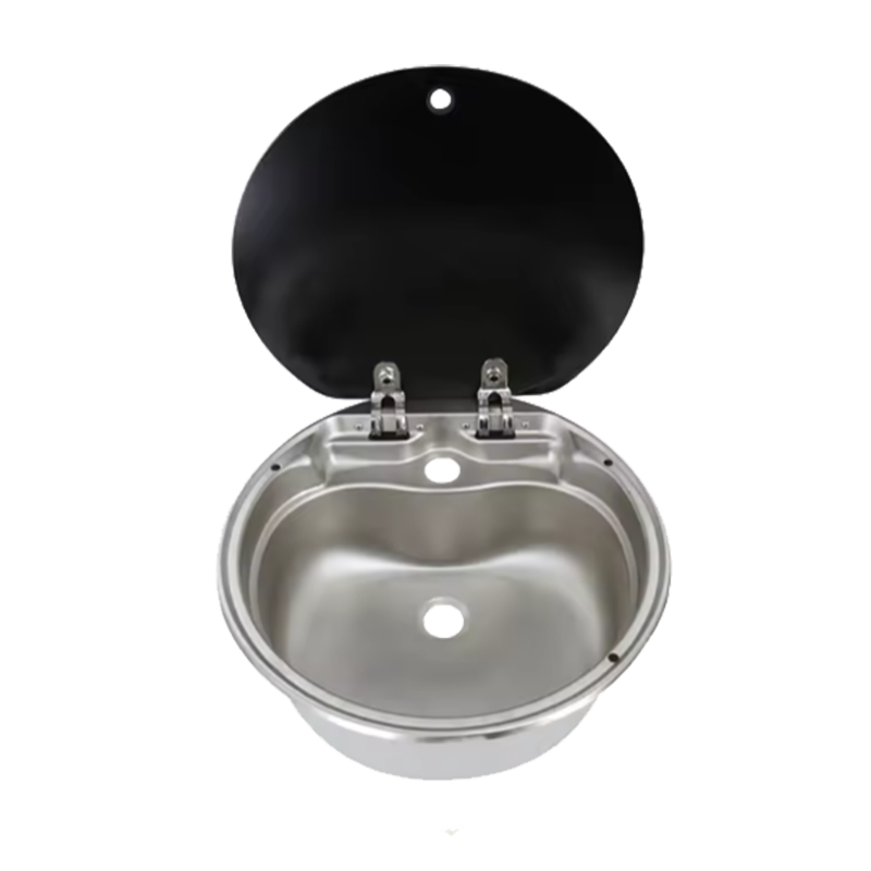 Round Stainless Steel Rv Small Cooker Sink With Glass