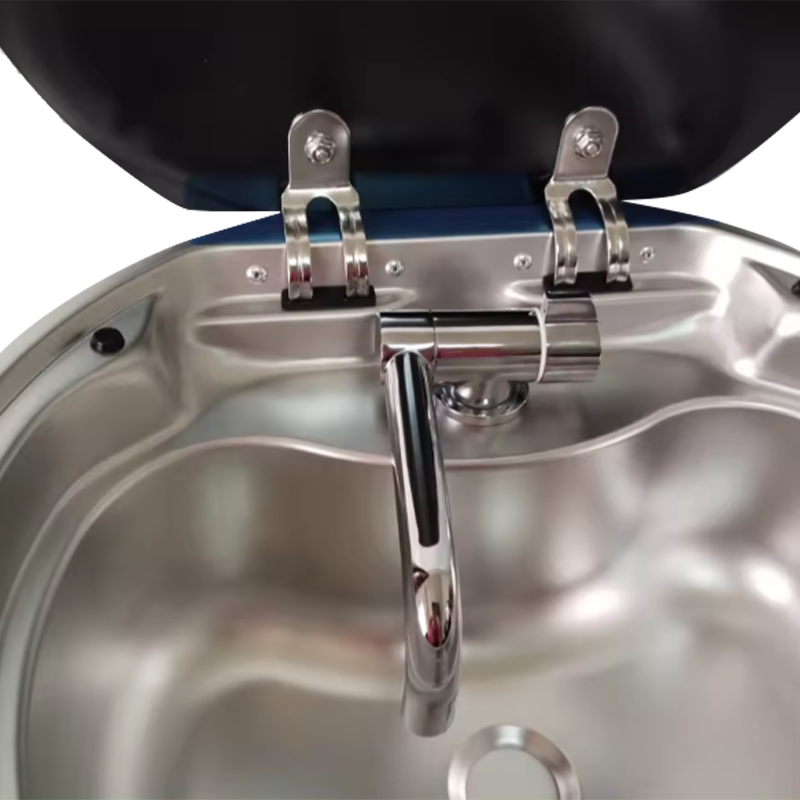 Round Stainless Steel Rv Small Cooker Sink With Glass