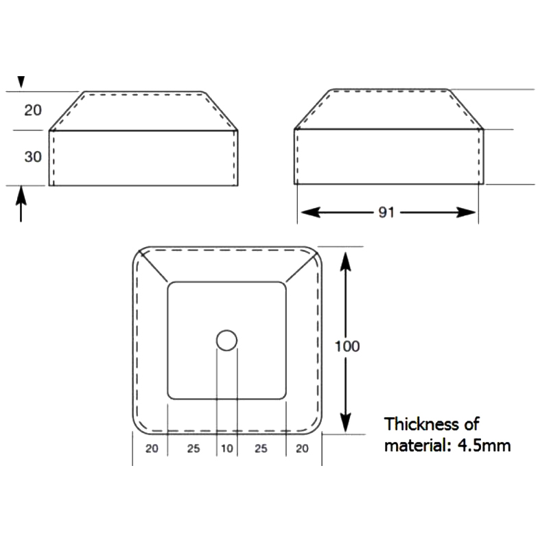 Square Customized Pallet Feet 100mm*100mm*50mm Thickness 4.5mm Sheet Metal Steel Stackable Steel Stacking Foot For Stacking Shelf